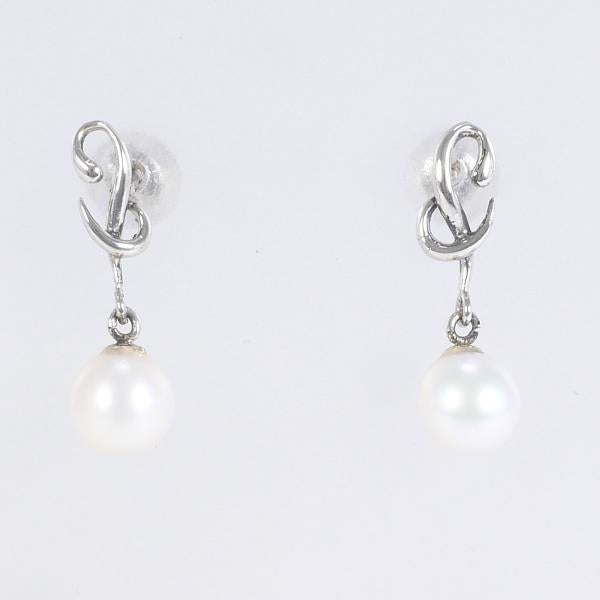 PT900 Platinum Pearl Earrings in Excellent Condition