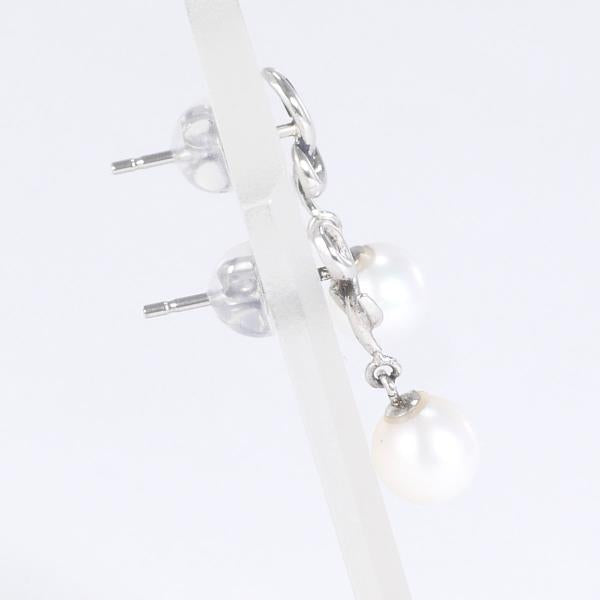 PT900 Platinum Pearl Earrings in Excellent Condition