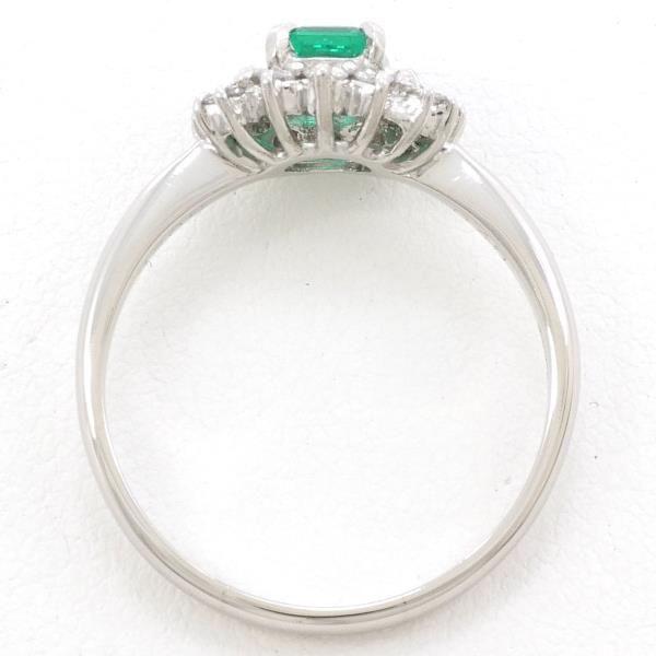 Men's PT900 Platinum Ring with 0.40ct Emerald & 0.28ct Diamond, Size 16, Weight 4.8g