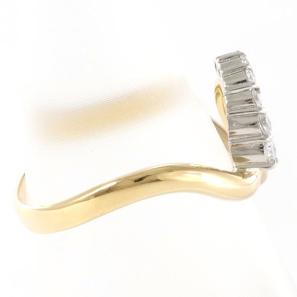 Platinum PT900 & K18 Yellow Gold Ring - Size 15 with 0.15ct Diamond, Approximate weight 3.6g - Ladies Gold Jewelry