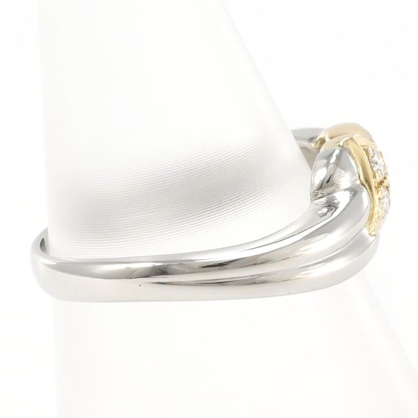 Platinum PT900 & K18 Yellow Gold Ring - Size 10 with 0.11ct Diamond, Approximate weight 3.5g - Ladies Silver Jewelry