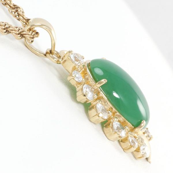 10K Yellow Gold Chrysoprase & Zirconia Necklace for Women, Approximately 45cm