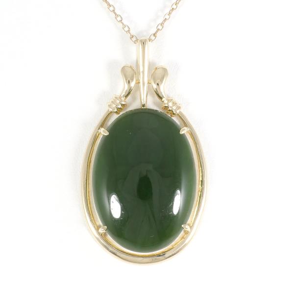 K10 Yellow Gold Nephrite Necklace in Excellent Condition