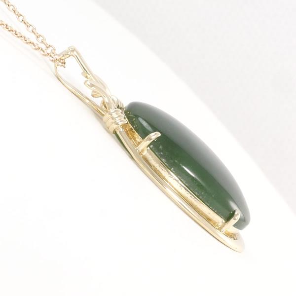 K10 Yellow Gold Nephrite Necklace in Excellent Condition