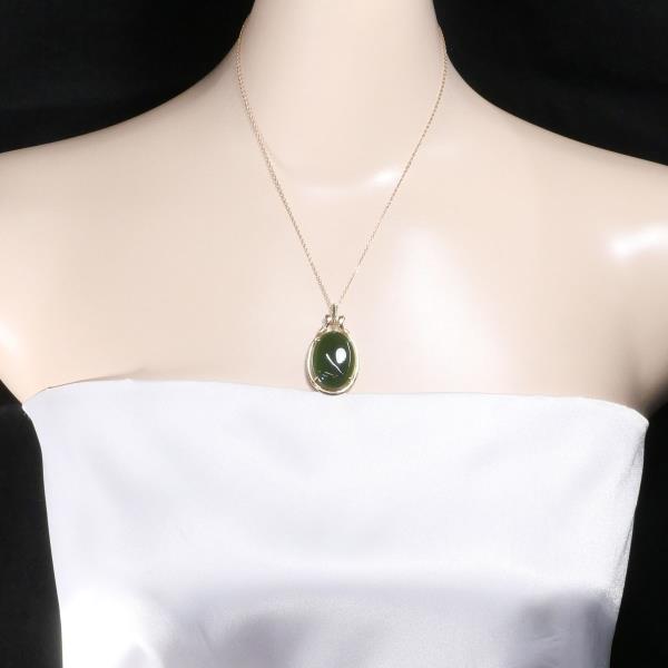 K10 Yellow Gold Nephrite Necklace in Excellent Condition