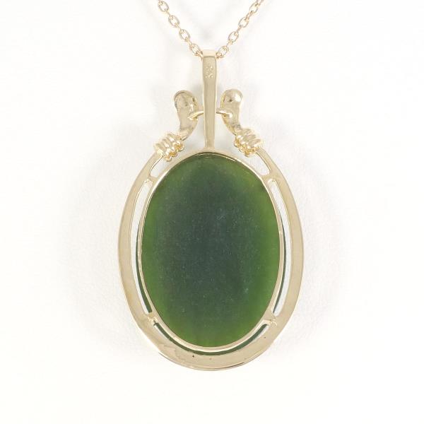 K10 Yellow Gold Nephrite Necklace in Excellent Condition