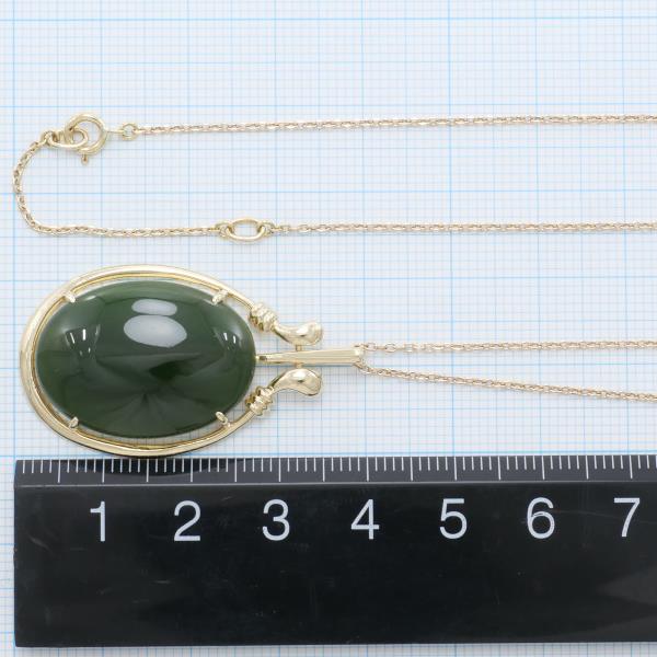 K10 Yellow Gold Nephrite Necklace in Excellent Condition