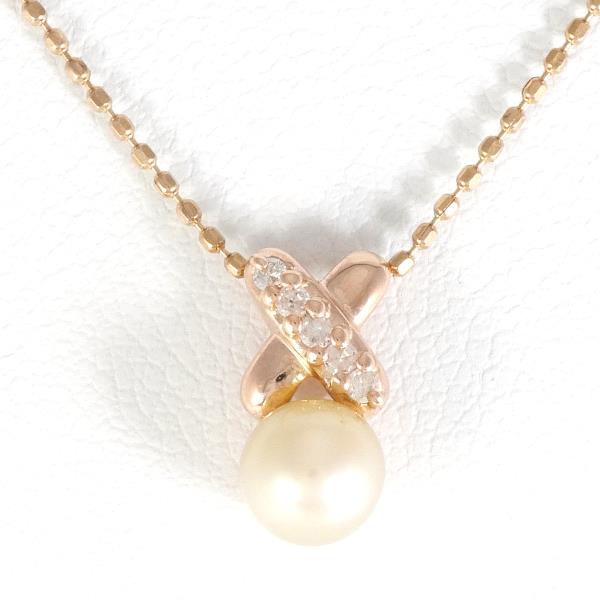 K10 Pink Gold Pearl Necklace in Excellent Condition