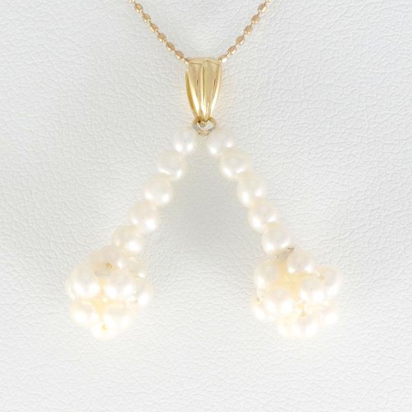 K18 Yellow Gold Pearl Necklace in Excellent Condition