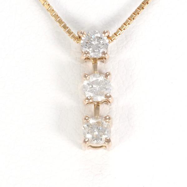 K18 Pink Gold Necklace with 0.30ct Diamond, Total Weight Approximately 2.4g, Around 45cm in Excellent Condition