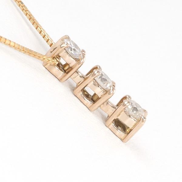 [LuxUness]  K18 Pink Gold Necklace with 0.30ct Diamond, Total Weight Approximately 2.4g, Around 45cm in Excellent condition