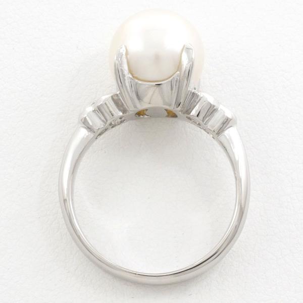 Platinum PT900 Ring, Size 12.5, with approx 10mm Pearl and 0.13ct Diamonds, Total Weight Approximately 7.5g, For Women