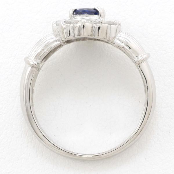 Designer Ring with S0.43ct & D0.38ct Gemstones, Platinum PT900/Sapphire/Diamond - Silver, Size 8 for women - Preowned
