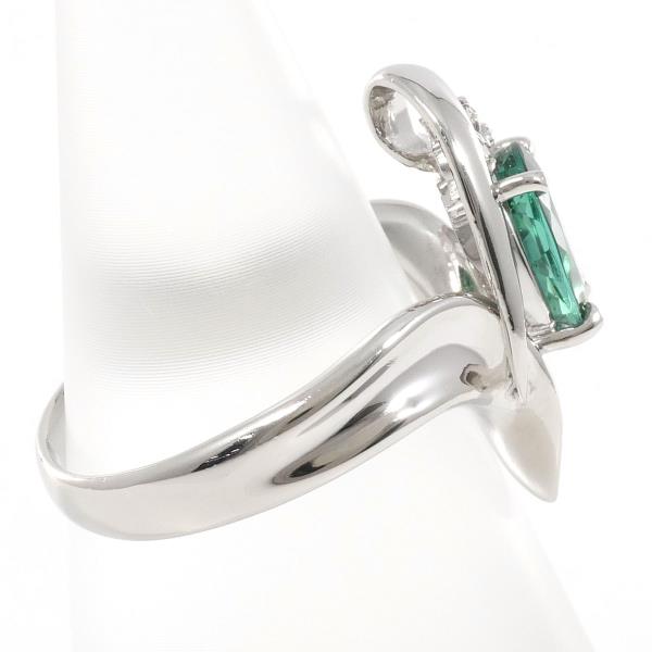"PT900 Platinum Ring with 1.46ct Green Tourmaline and 0.06ct Diamond Size 12.5 - Total Weight approx. 8.2g for Women"