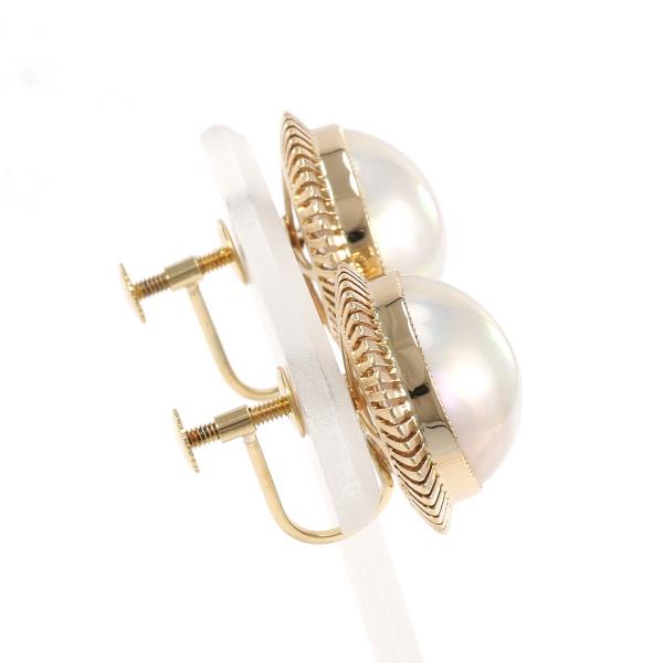 Designer Earrings in K18 Yellow Gold & White Mabe Pearl - Women's Preowned