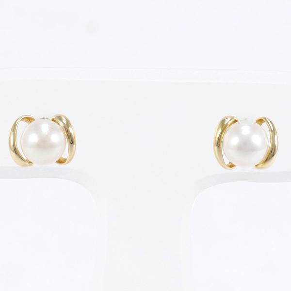 K18 Yellow Gold Pearl Earrings in Pristine Condition