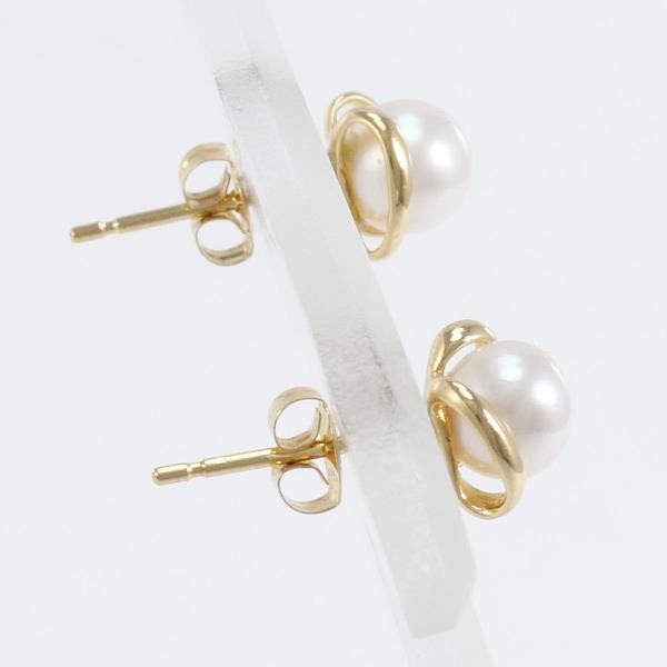 K18 Yellow Gold Pearl Earrings in Pristine Condition