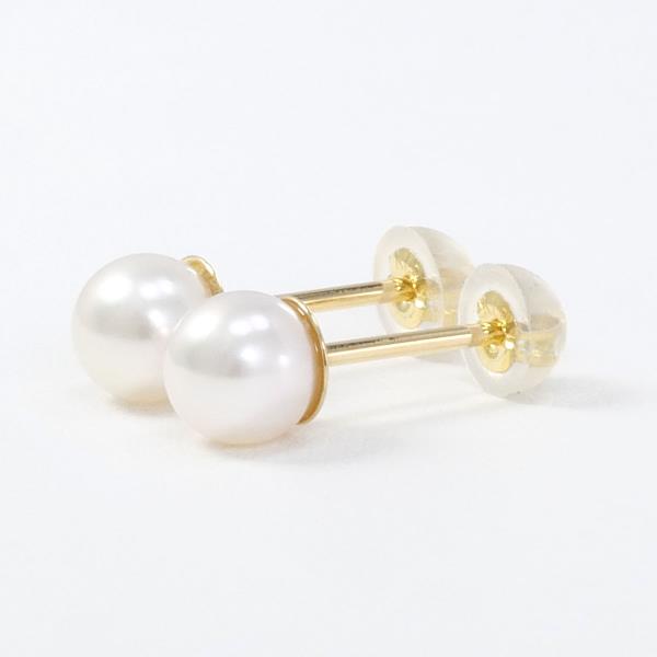 K18 Yellow Gold Pearl Earrings in Excellent Condition