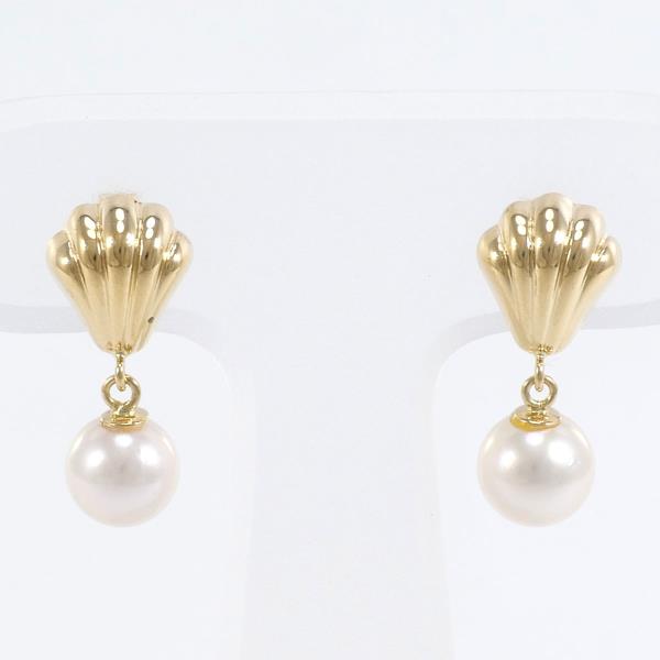 K18 Yellow Gold Pearl Earrings in Great Condition