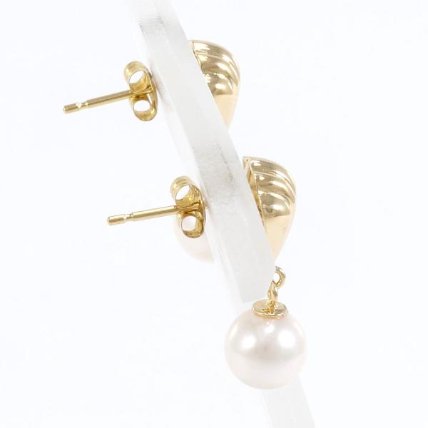 K18 Yellow Gold Pearl Earrings in Great Condition