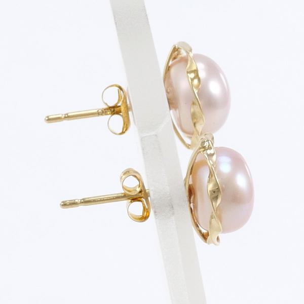 K18 Yellow Gold Pearl Earrings in Excellent Condition