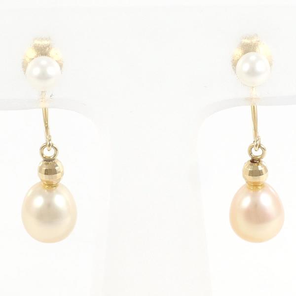 K18 Yellow Gold Pearl Earrings in Great Condition