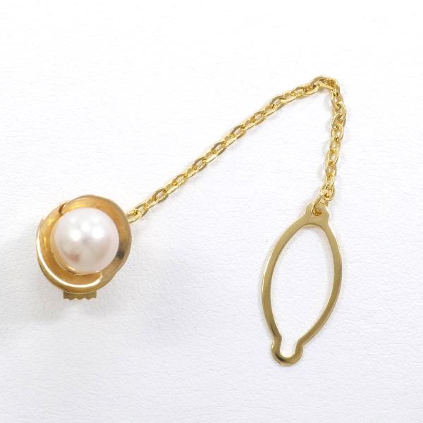 K18 Yellow Gold Pearl Pin Brooch in Pristine Condition