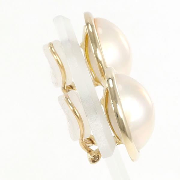 "Mabe Pearl Earrings in K14 Yellow Gold, Total Weight Approximately 6.4g"
