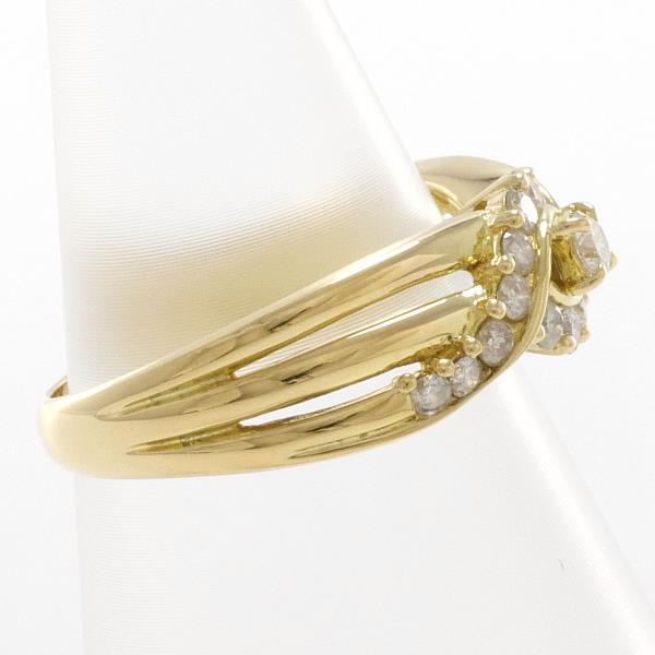 18 Carat Yellow Gold K18 Ring with 0.51 Carat Diamond, Weight Approximately 4.5g for Women