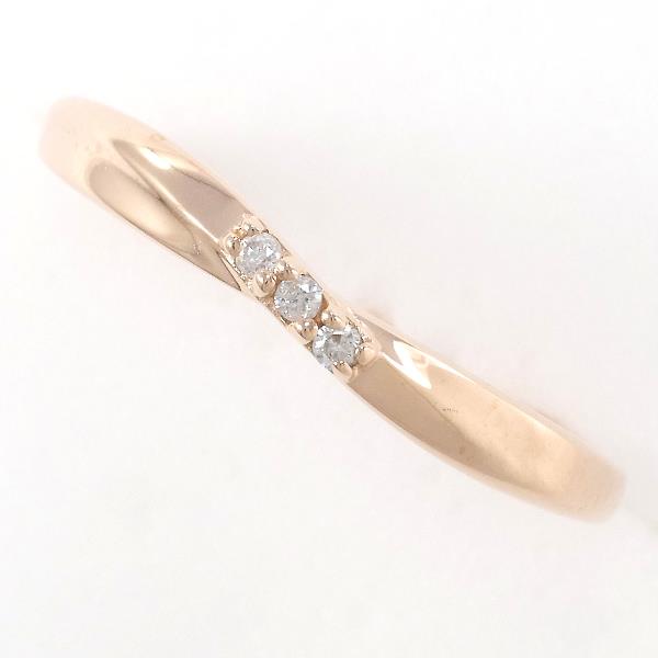 4℃ K10 Pink Gold Diamond Ring Size 8 in Excellent Condition