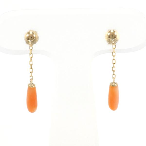 K18 Yellow Gold Coral Earrings in Excellent Condition