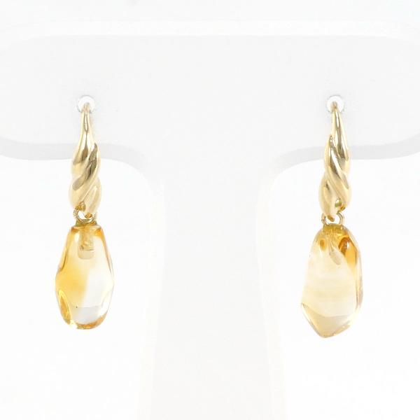 K18 Yellow Gold Earrings with Natural Stone, 1.7g in Excellent Condition