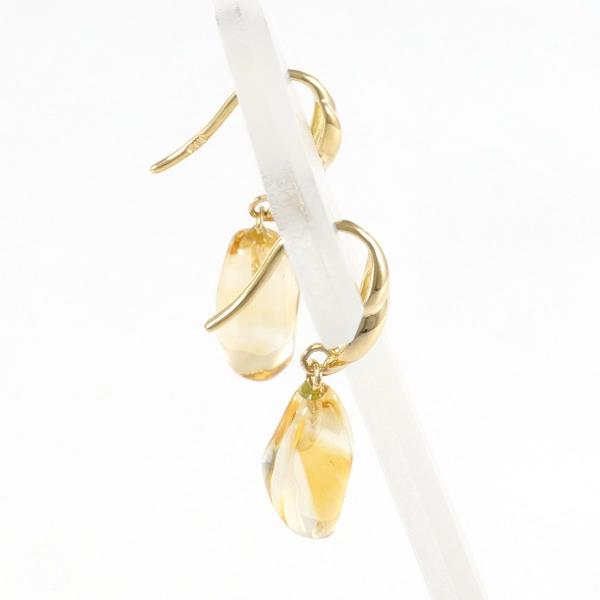 K18 Yellow Gold Earrings with Natural Stone, 1.7g in Excellent Condition