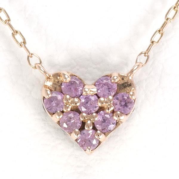 K10 Pink Gold Necklace with Purple Sapphire and Diamond in Excellent Condition