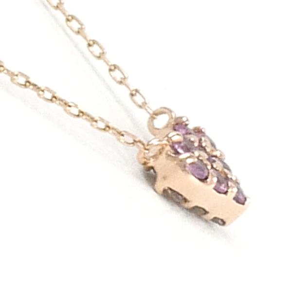 K10 Pink Gold Necklace with Purple Sapphire and Diamond in Excellent Condition