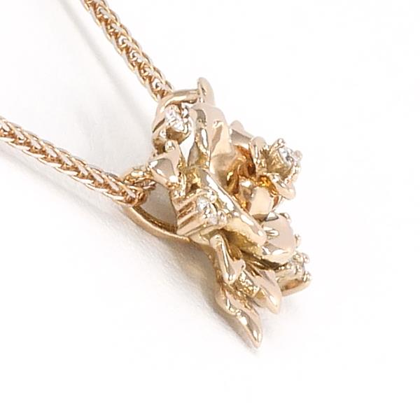"Pink Gold K18 18k Necklace with 0.10ct Diamond - Total Weight approx. 5.4g, Length approx. 40cm for Women"