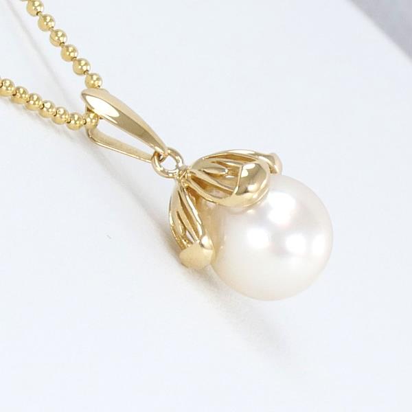 K18 Yellow Gold Necklace with Pearl, Approximate Total Weight 4.3g, Length 40cm