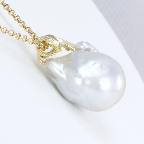 Ladies K18 Yellow Gold Necklace (approx. 50cm) with Pearl