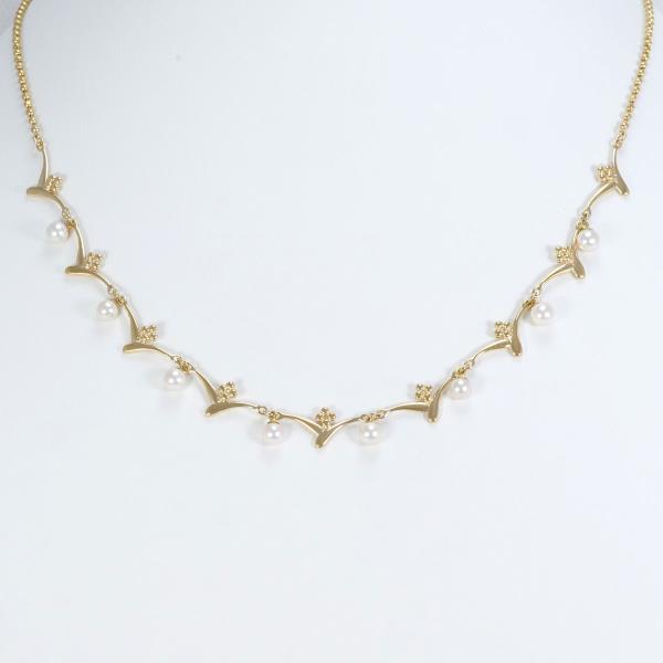 Ladies K18 Yellow Gold Necklace (approx. 40cm) with Pearl in Excellent Condition