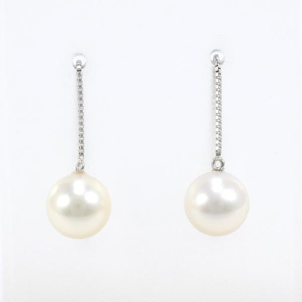 PT850 Platinum Pearl Earrings in Excellent Condition