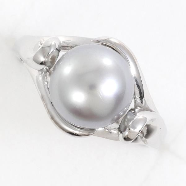 K14 White Gold Pearl Ring Size 10 in Excellent Condition