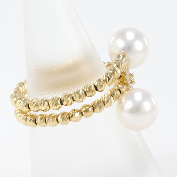K18 18K Yellow Gold Ring, Adjustable Size 12.5, Pearl approx. 7.5mm, Diamond, Total weight approx. 3.5g, Ladies' Jewelry