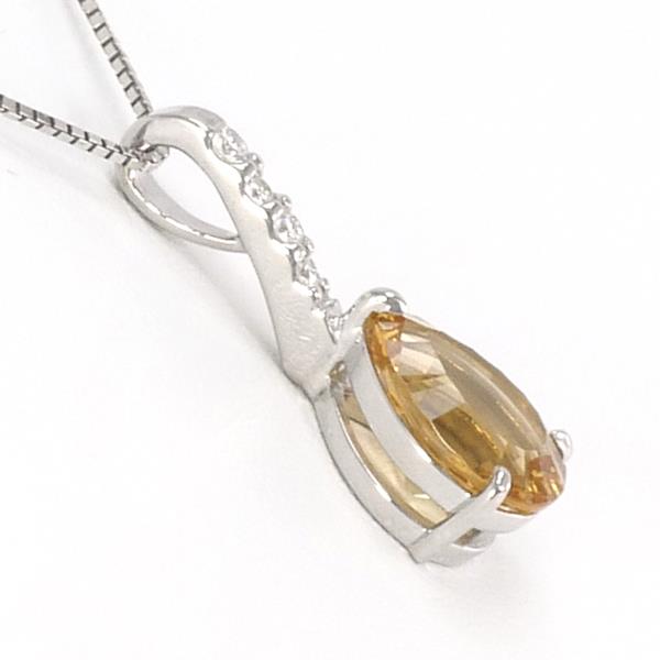 K18 White Gold Citrine and Diamond Necklace, Citrine 2.04 Carat, Diamond 0.09 Carat, Approximate Weight 3.8g, Length Approx. 44 cm