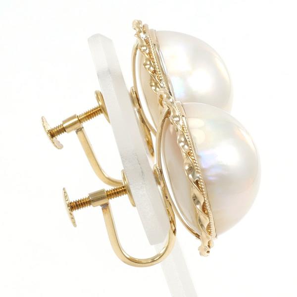 Ladies' Earrings of 18K Yellow Gold with Mabe Pearl, Total Weight 9.9g - Pre-owned Jewelry