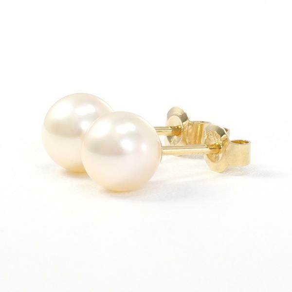 K18 Yellow Gold Pearl Earrings in Great Condition