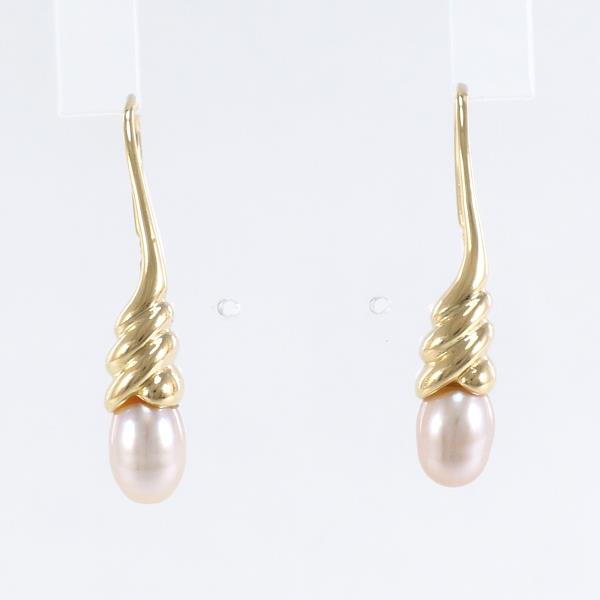 K18 Yellow Gold Pearl Earrings in Pristine Condition