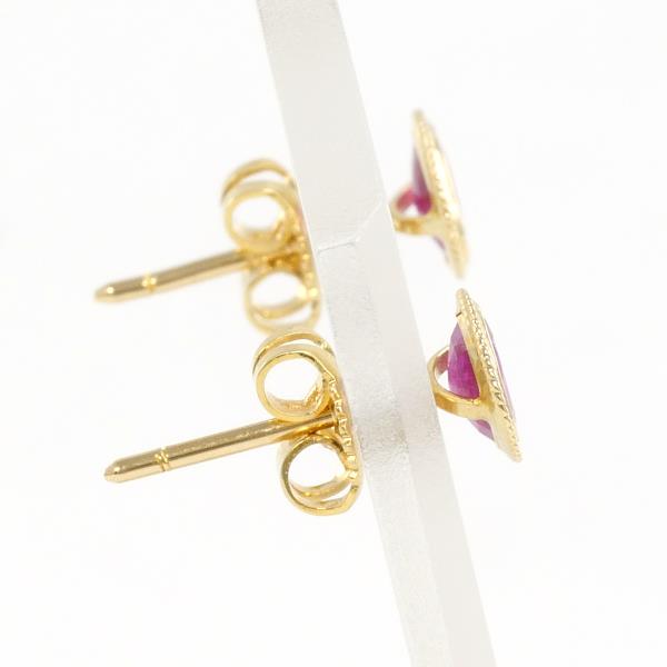 K18 Yellow Gold Ruby Earrings in Excellent Condition