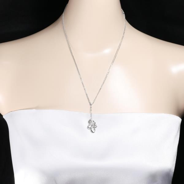 PT950 PT850 Necklace with 0.08 Diamond, Total Weight Approx. 8.5g, 44cm Long, Platinum Silver for Women in Excellent Condition