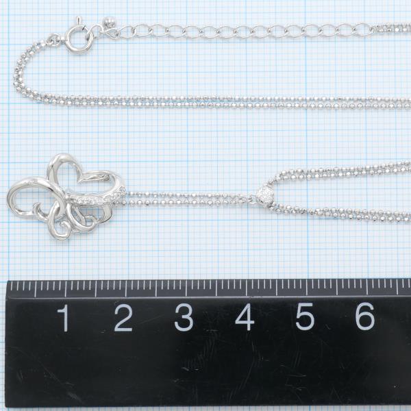 PT950 PT850 Necklace with 0.08 Diamond, Total Weight Approx. 8.5g, 44cm Long, Platinum Silver for Women in Excellent Condition