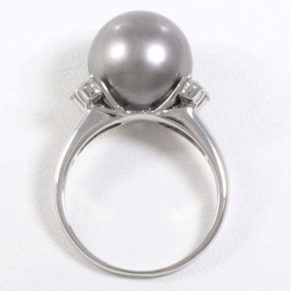 PT900 Platinum Ring Black Pearl Diamond in Excellent Condition